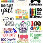 Find 15 free bright and colorful 100 days cut files for making DIY 100 Days of School shirts using your Cricut Maker, Cricut Explore or Silhouette Cameo! With our free cut files we make Cricut crafts fun and easy! #Cricut #Silhouette #CutFiles #FreeSVG #100Days #100daysofschool