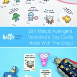 Cricut makes personalized classroom Valentine's Day cards so easy! We're making DIY Marvel Avengers Valentine's Day Cards that your kids can personalize with iron-on stickers. Make this fun and simple Print and Cut Cricut craft with your kids in less time than it would take to run to the store to buy boxed Valentines! #Sponsored #Cricut #CricutCreated #Avengers #Marvel #ValentinesDay #Valentinesdaycrafts