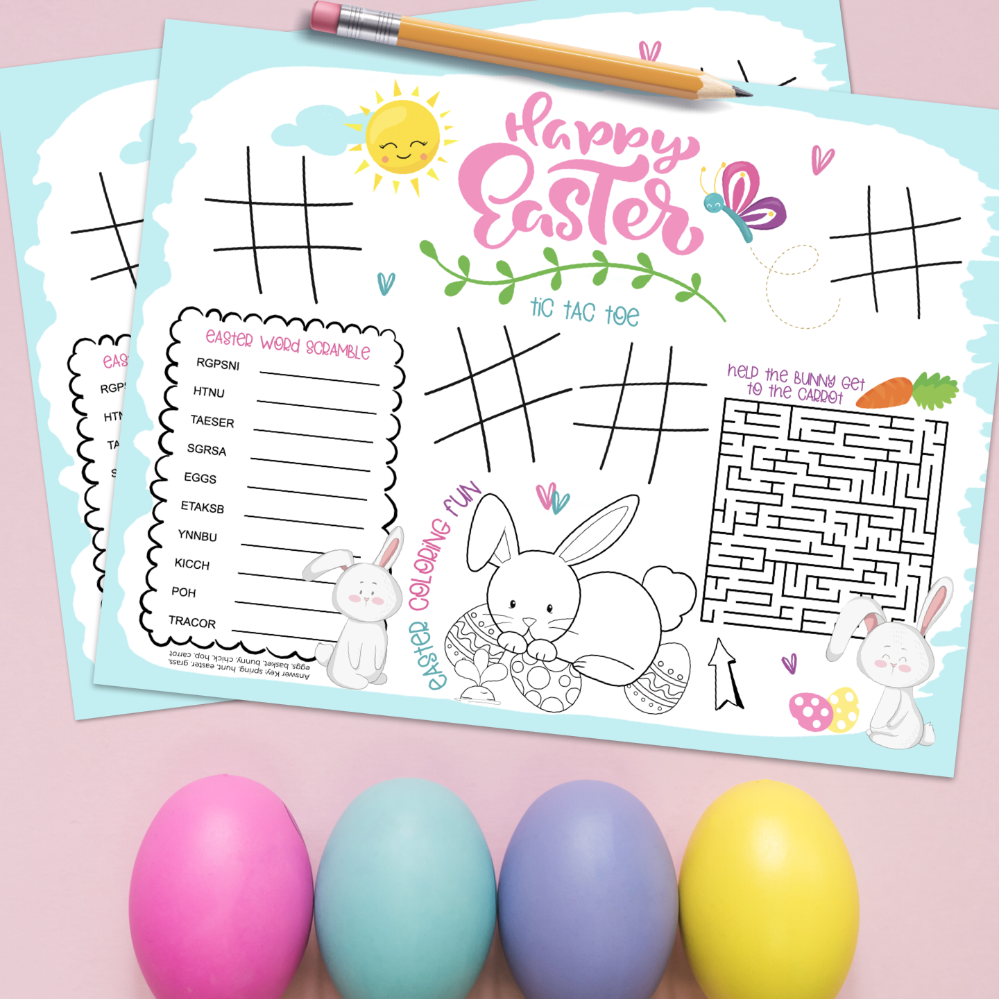 Free Easter Printable Easter Bunny Activity Placemat