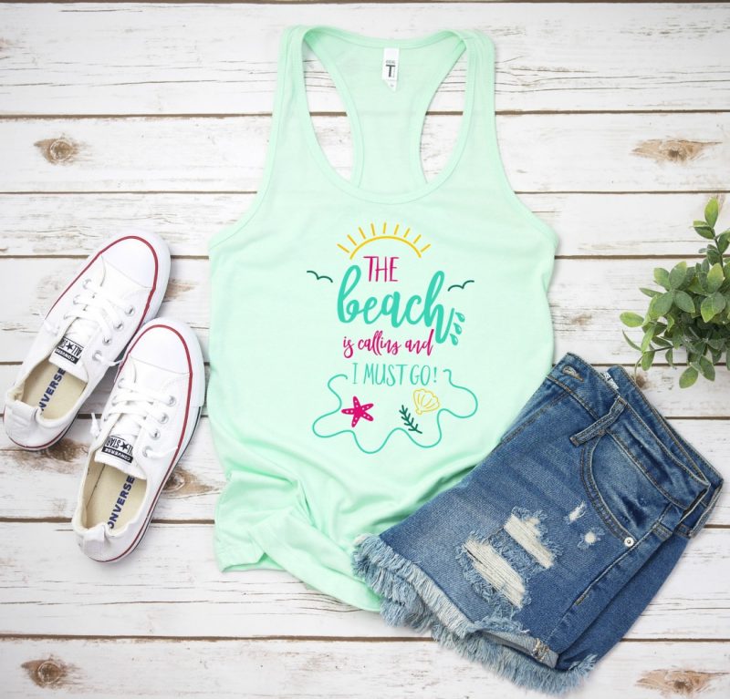 We're sharing 14 Free Beach SVG Cut Files including our very own "The Beach Is Calling And I Must Go" cut file. So pull out those Cricuts and Silhouettes and craft up an easy project! Whether you vacation at the lake, river or ocean, we've got the cutest designs for your summer tank tops, shirts, beach bags and more! #Cricut #Silhouette #Easter #CutFile #FreeSVG #SVG