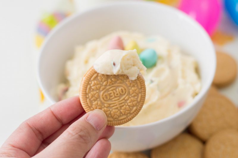 Looking for an Easter dessert idea? This Easter Cookie Dip Recipe is a sweet Easter treat that kids will love! Yummy and easy this simple Easter dessert is made with Cadbury Mini Eggs! #Easter #Dessert #Recipe
