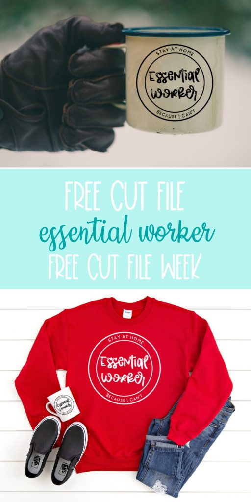 The perfect free essential worker cut  file. Download this Essential Worker Stay Home Because I Can't cut file to use with your Cricut Maker, Cricut Explore, Silhouette Cameo or other electronic cutting machine to make projects for essential workers! Makes a great DIY tshirt, mug or hoodie! #EssentialWorkers #CutFiles #SVGFiles #FreeSVG #CricutCrafts #CricutMaker #CricutExplore #CricutProject #SilhouetteCameo