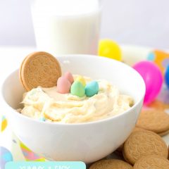 Looking for an Easter dessert idea? This Easter Cookie Dip Recipe is a sweet Easter treat that kids will love! Yummy and easy this simple Easter dessert is made with Cadbury Mini Eggs! #Easter #Dessert #Recipe