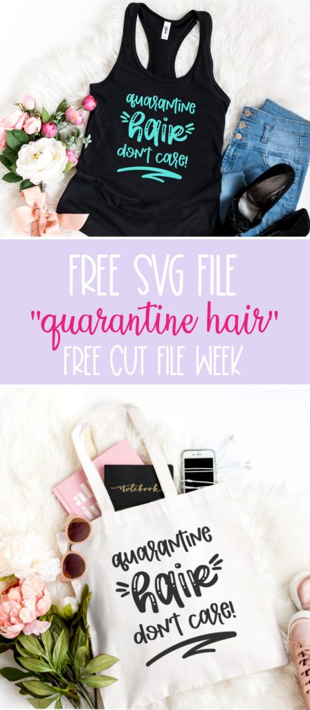 This free svg file is so cute! Grab this free Quarantine Hair Don't Care cut file from Hello Creative Family. Perfect for DIY tank tops, shirts and tote bags! A super fun craft idea to make with your Cricut or Silhouette while social distancing during Covid-19! #CricutCrafts #CricutMaker #QuarantineHair #FreeSVG #CutFiles #SVGFiles #CricutCreated #CricutMade