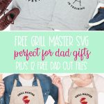 Know a dad who loves to grill? These Free Dad BBQ Cut Files make a great handmade dad gift for Father's Day, Christmas and birthdays! Perfect for Father and child shirts! SVG Files read Grill Master Supreme and Grill Master in Training! Cut using your Cricut Maker, Cricut Explore Air or Silhouette Cameo! Also includes links to 12 free Dad Cut Files. #FreeSVG #CutFiles #SVGFiles #FathersDay #DadShirt #DIYDadShirt #DIYShirts #BBQ #Grilling #BBQGifts