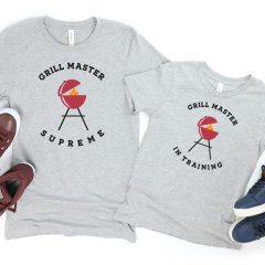 Know a dad who loves to grill? These Free Dad BBQ Cut Files make a great handmade dad gift for Father's Day, Christmas and birthdays! Perfect for Father and child shirts! SVG Files read Grill Master Supreme and Grill Master in Training! Cut using your Cricut Maker, Cricut Explore Air or Silhouette Cameo! Also includes links to 12 free Dad Cut Files. #FreeSVG #CutFiles #SVGFiles #FathersDay #DadShirt #DIYDadShirt #DIYShirts #BBQ #Grilling #BBQGifts