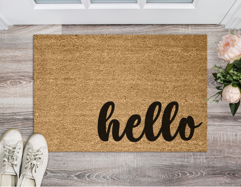 Create a DIY Doormat using one of these 11 free Doormat SVG Files and your Cricut Maker, Cricut Explore or Silhouette Cameo! Craft a Hello Doormat to help decorate your front entrance! #DIY #Craft #FreeSVG #CutFiles #CricutMaker #CricutExplore #SilhouetteCameo #CricutCrafts #CricutMade