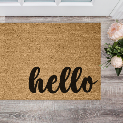 Create a DIY Doormat using one of these 11 free Doormat SVG Files and your Cricut Maker, Cricut Explore or Silhouette Cameo! Craft a Hello Doormat to help decorate your front entrance! #DIY #Craft #FreeSVG #CutFiles #CricutMaker #CricutExplore #SilhouetteCameo #CricutCrafts #CricutMade