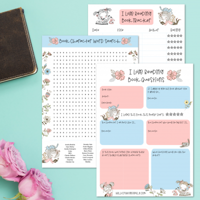 Love books? We do too! Check out these awesome free reading printables! Includes a book tracker, novel study questions and a literary character word search! Perfect for homeschooling and independent studies! #Printables #Reading #Books #BookNerd #Printable #NovelStudies #Homeschooling #FreePrintable #SummerReading
