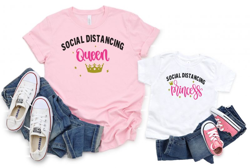 Do you know a woman who is rocking the social distancing game? Make DIY Social Distancing Princess and Social Distancing Queen shirts for them! The perfect handmade gift for mom for Mothers Day, birthdays or just because! Shirt is made using the Cricut Joy, Cricut Explore or Cricut Maker. This tutorial includes step by step instructions and link to a cut file in design space! #DIY #Homemade #CricutCreated #CricutJoy #CricutCrafts #QuarantineCrafts #CricutMaker #CricutExplore