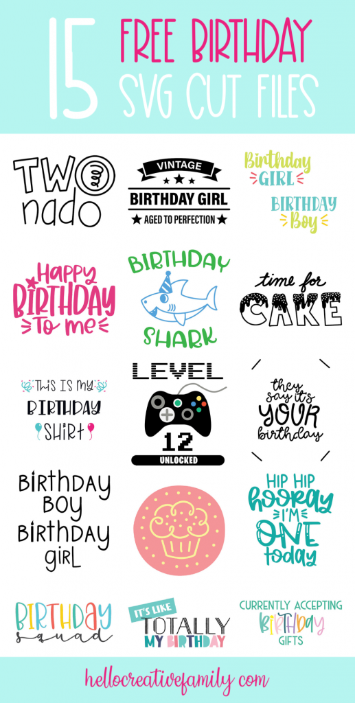 Create the cutest DIY birthday shirts, cards and decorations with these 15 free birthday svg files that you can cut with your cricut maker, cricut explore air and silhouette cameo! These cut files make easy birthday crafts! #SVGFiles #CutFiles #Birthday #BirthdayShirt #BirthdayCrafts #HandmadeBirthday #CricutMade #CricutCrafts #CricutCreated #crafts 