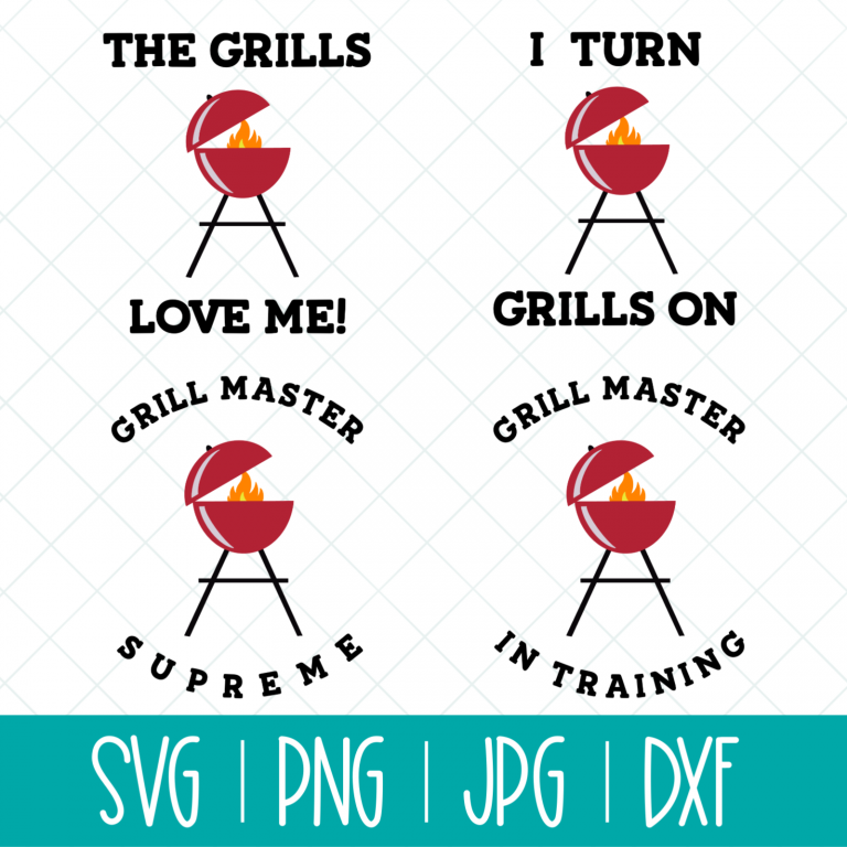 BBQ SVG Bundle- 4 Grill Themed Cut Files Perfect For Dads