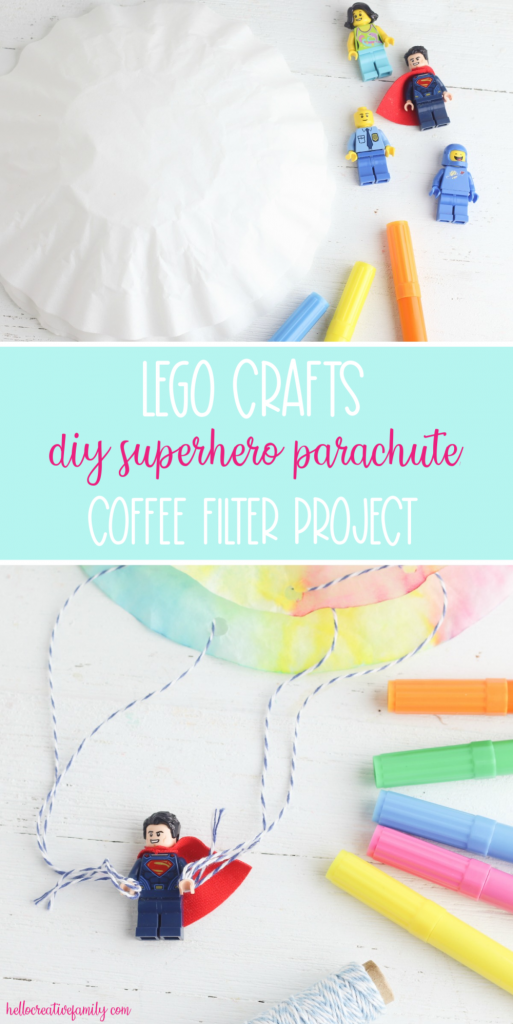 Looking for a DIY Lego Craft Idea? These DIY Lego Superhero Parachutes are fun and easy to make with supplies you probably already have at home! Make for Lego Star Wars characters, Lego Minecraft Characters, Superhero Lego Characters and more! Great lego crafts for birthday parties! #Lego #Crafts #LegoBirthday #LegoCrafts #LegoIdeas #CraftProjects #KidsCrafts