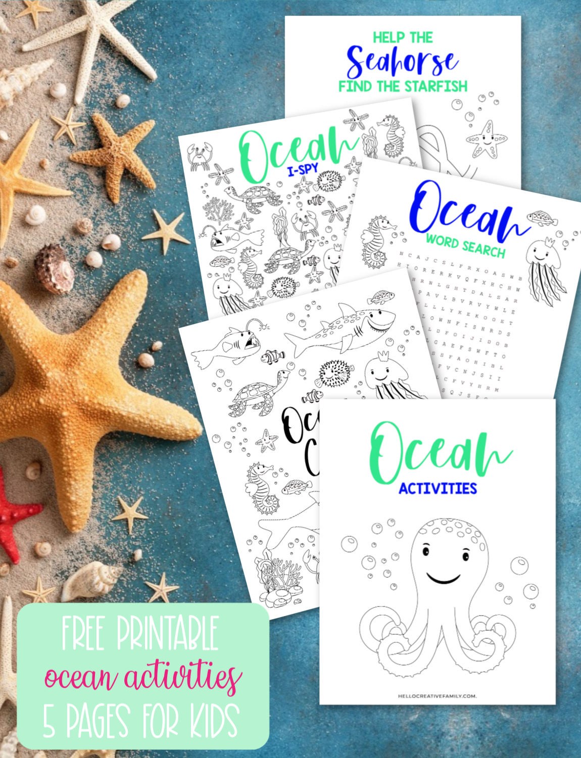 Free Ocean Printable- 5 Activity Pages For Kids - Hello Creative Family