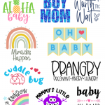 Oh baby! Looking for the perfect handmade baby shower gift idea? We've got you covered with 15 Free Pregnancy and Baby SVG files! This collection of cut files is just as cute as can be and perfect for making onesies, blankets and other baby gifts using your Cricut or Silhouette! #babyshower #BabyGift #PregnancySVG #BabyGiftSVG #BabySVG #Cricut #Silhouette #CricutMade #CricutCreated