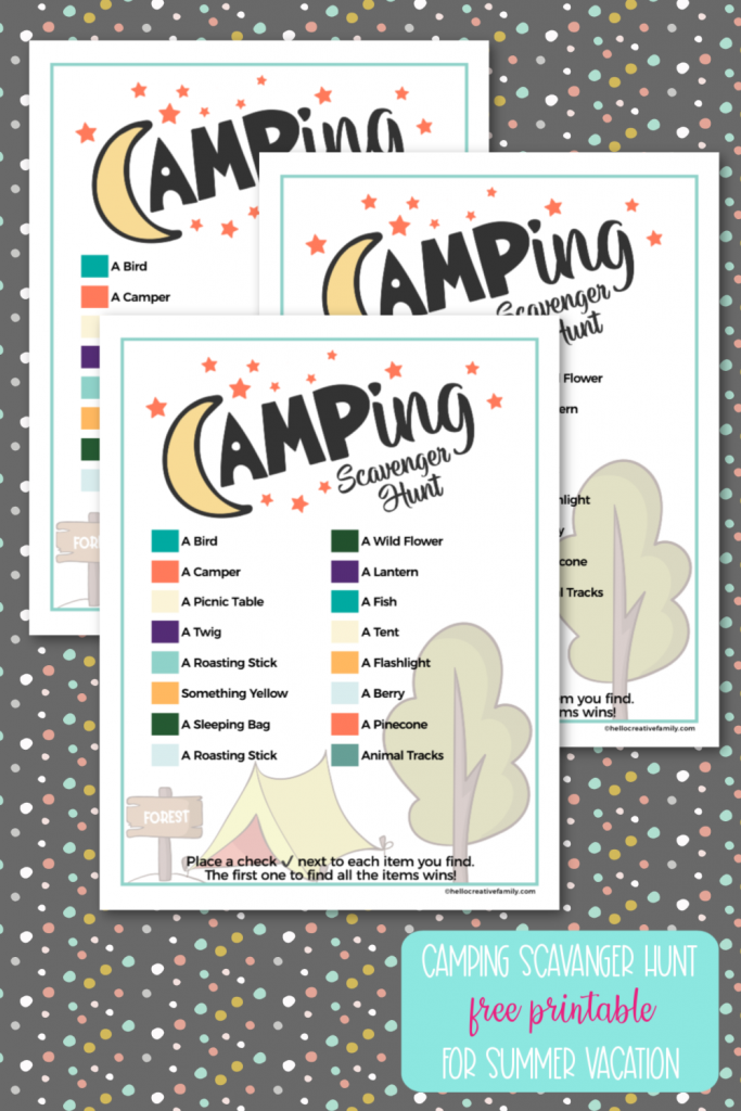Looking for kids activities for camping? Download this free camping scavenger hunt printable, print and take with you for hours of old fashioned summer fun! #Camping #printable #FreePrintable #kidsacitivities #Summer #scavengerhunt
