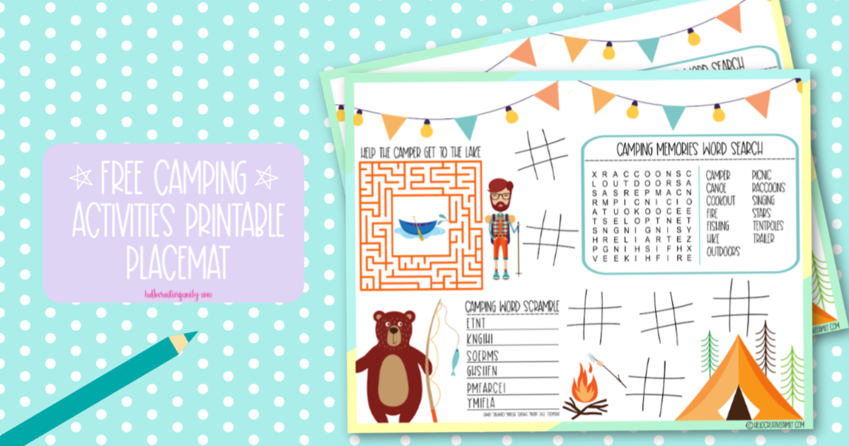 Free Camping Activities Printable Placemat - Hello Creative Family