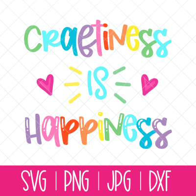 Spread crafting joy with a bright and colorful Rainbow Craftiness is Happiness SVG cut file from Hello Creative Family! Use with your Cricut or Silhouette.