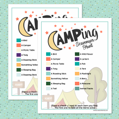 Looking for kids activities for camping? Download this free camping scavenger hunt printable, print and take with you for hours of old fashioned summer fun! #Camping #printable #FreePrintable #kidsacitivities #Summer #scavengerhunt