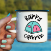 Use this adorable Happy Camper svg with a cute tent to make shirts, camping mugs, camper decor, tote bags and other fun camping themed DIYs!  Files included in this instant download include SVG, PNG DXF and JPG. Can be cut on a Cricut Maker, Cricut Explore, Cricut Joy, Silhouette Cameo, or other machines that use these types of files. #Cutfiles #Camping #SVG #tent