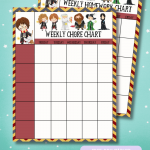 Keep your kids organized with these adorable free Harry Potter printables. Includes a chore chart and homework chart featuring Harry, Hermione, Ron, Dumbledore, Fawkes, Hagrid, McGonagall and Snape. #HarryPotter #Printables #FreePrintables #Organization #ChoreChart #homeworkchart #homeschooling #homeorganization