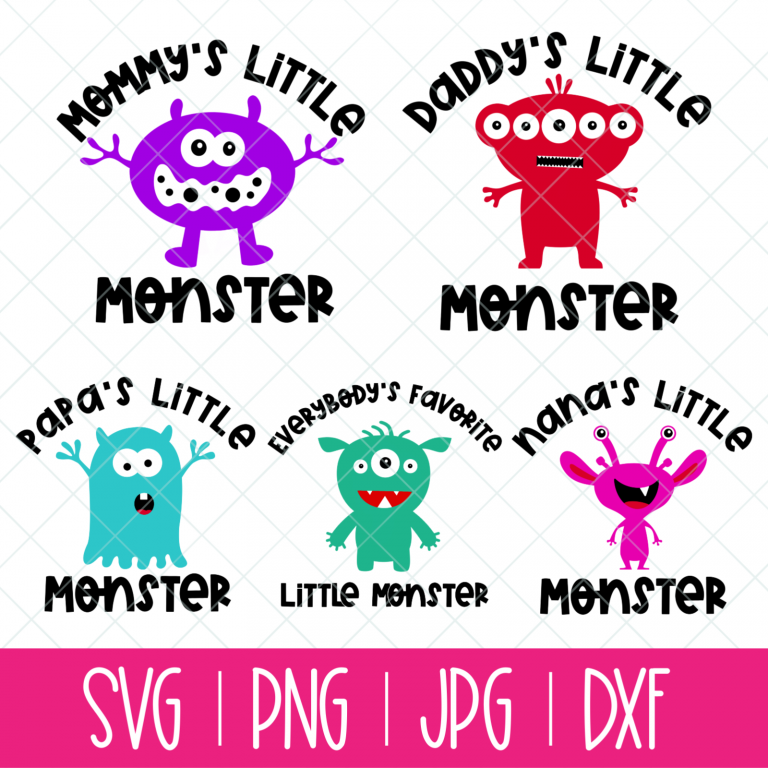ON SUPER SALE FOR GRANDPARENT’S DAY!!! Little Monster SVG Bundle- Mix and Match 5 Monsters With Family Member Names