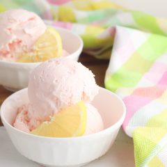 The perfect cool summer treat! This easy no churn pink lemonade ice cream recipe uses just 3 ingredients and doesn't require an ice cream maker! Make the simple base in just 10 minutes. Sure to become a family favorite! #IceCream #recipe #pinklemonade #summerrecipe #nochurn #nochurnicecream #dessert #pinkdessert #homemade #homemadeicecream