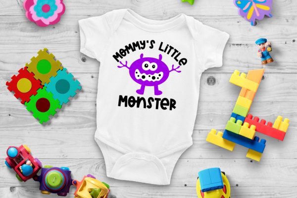 The perfect SVG bundle for creating handmade baby shower gifts! This cut file bundle comes with 5 different monsters along with the names of special family members for making onesies and baby shirts using your Cricut or Silhouette. #BabyGift #handmade #Cricut #Silhouette