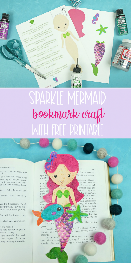 Looking for a fun mermaid craft with kids? Use our Free Sparkle Mermaid Bookmark Printable and easy step by step instructions for some easy crafting fun with kids! #MermaidCrafts #mermaids #Crafts #KidsCrafts #DIY #ModPodge #Printable #FreePrintable #MermaidPrintable