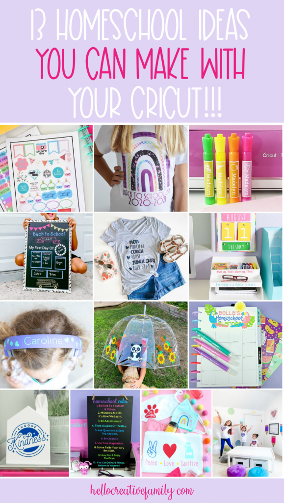 Homeschooling this year? We're sharing 13 homeschool supply ideas you can make with your Cricut Maker, Cricut Explore or Cricut Joy. Fun and easy personalized projects your kids will love! #BackToSchool #homeschool #Cricut #CricutMade #CricutCreated #CricutCrafts #DIY #Crafts