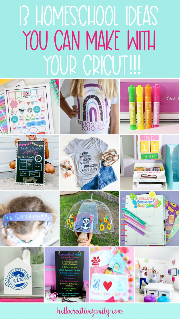 Homeschooling this year? We're sharing 13 homeschool supply ideas you can make with your Cricut Maker, Cricut Explore or Cricut Joy. Fun and easy personalized projects your kids will love! #BackToSchool #homeschool #Cricut #CricutMade #CricutCreated #CricutCrafts #DIY #Crafts