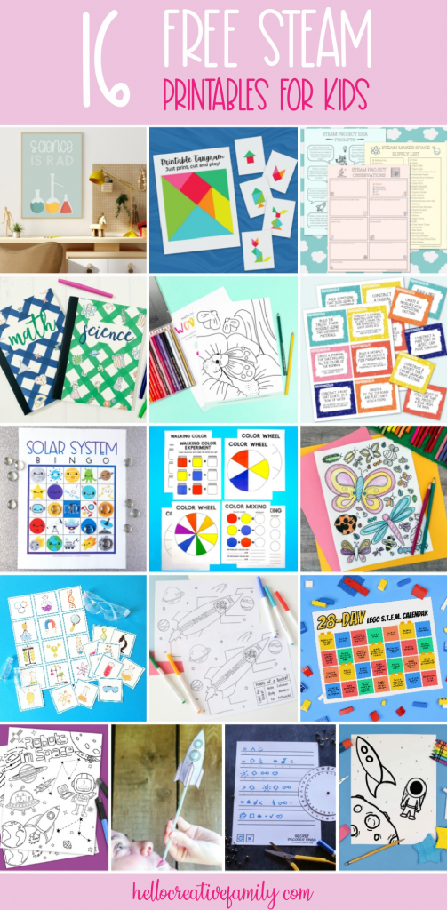 We're sharing 16 Free STEM and STEAM Printables perfect for kids learning at home. Includes a Maker Space Supply List, STEAM Project Prompts and STEAM Project Observations Worksheet. Perfect for homeschooling and distance learning. #STEAM #STEM #Printable #Worksheet #Homeschooling #Science #MakerSpace #ObservationSheet