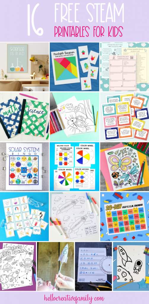We're sharing 16 Free STEM and STEAM Printables perfect for kids learning at home. Includes a Maker Space Supply List, STEAM Project Prompts and STEAM Project Observations Worksheet. Perfect for homeschooling and distance learning. #STEAM #STEM #Printable #Worksheet #Homeschooling #Science #MakerSpace #ObservationSheet