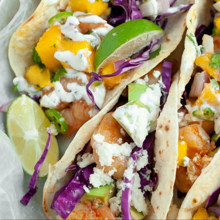 Healthy and Fresh Homemade Shrimp Tacos Recipe with Mango Salsa