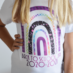 Rainbow Back To School-ish Shirt Made with Cricut Infusible Ink from Our Thrifty Ideas