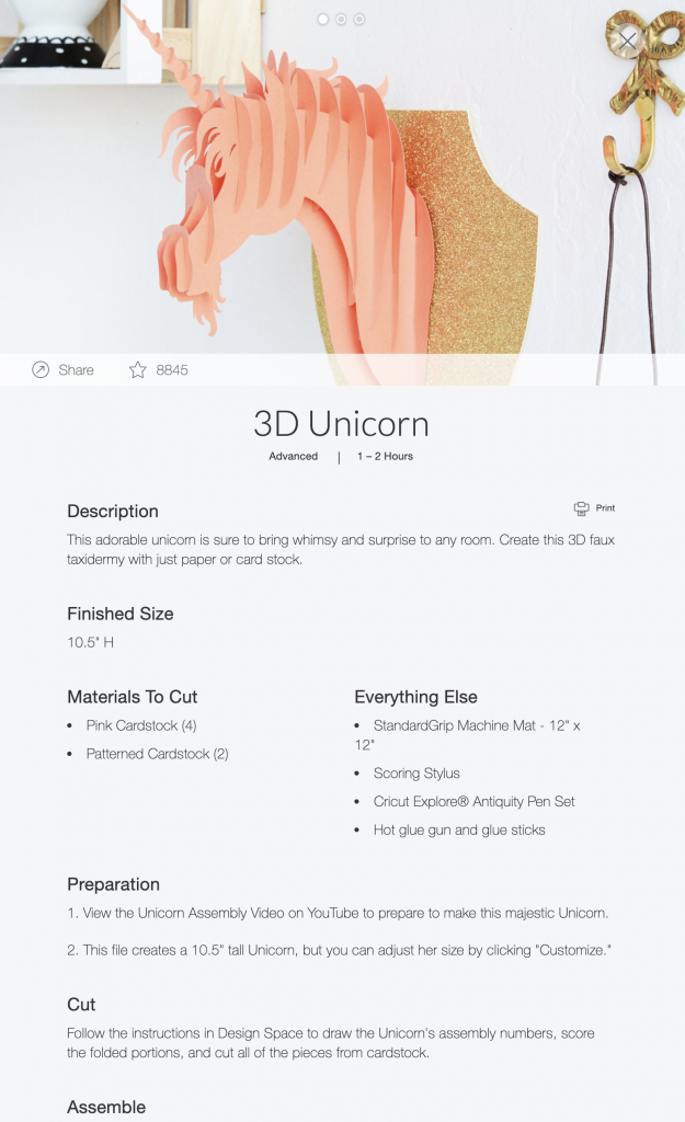 Cricut 3d unicorn