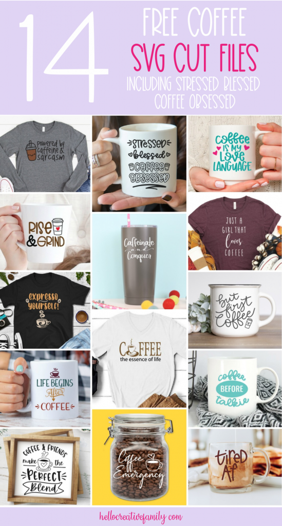 We're sharing 14 Free Coffee SVG Files! Use these cut files to make handmade gifts for coffee lovers including mugs, shirts, tote bags and more using your Cricut or Silhouette! #Coffee #CoffeeLover #SVG #CutFile #FreeSVG #Cricut #Silhouette #CricutCreated