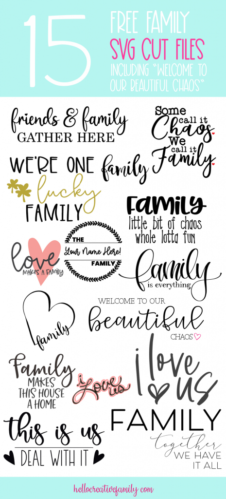 Make beautiful handmade gifts for family with 15 free family themed SVG files from your favorite craft bloggers. Use these cut files with your Cricut Maker, Cricut Explore, Silhouette Cameo or other electronic cutting machines to make beautiful family signs and more. #Crafts #handmadegifts #DIY #FamilySign #Family #SVGFiles #CricutCreated #CricutMade #CutFiles #FreeCutFiles #FreeSVG #farmhousedecor