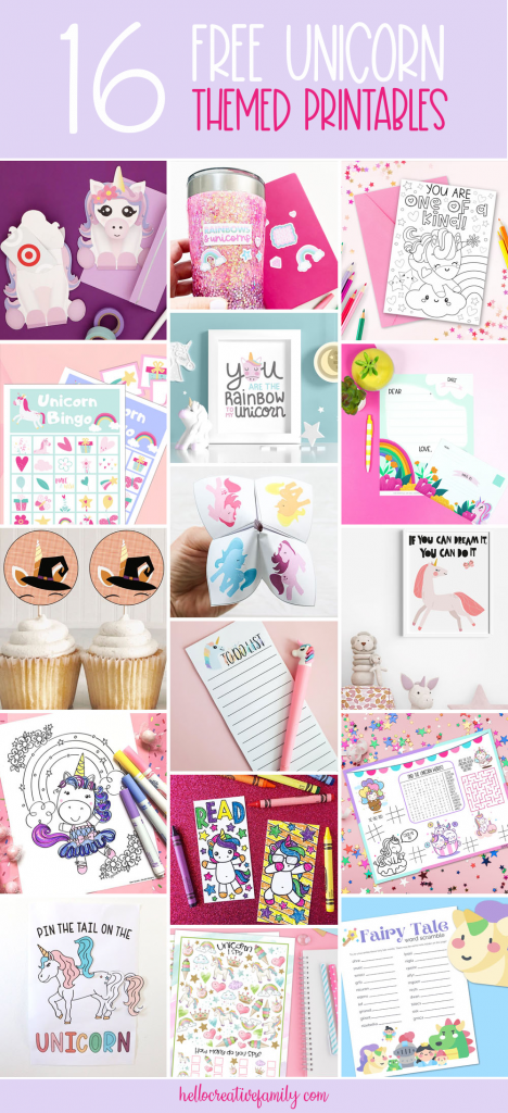 Let the magic begin! Find 16 free unicorn printables including a unicorn activity placemat that is perfect for unicorn birthday parties! The ultimate printable collection for unicorn lovers! #UnicornCrafts #Crafts #Printables #FreePrintables #Sparkles #Rainbow #Homeschool #unicornparty #unicornbirthday