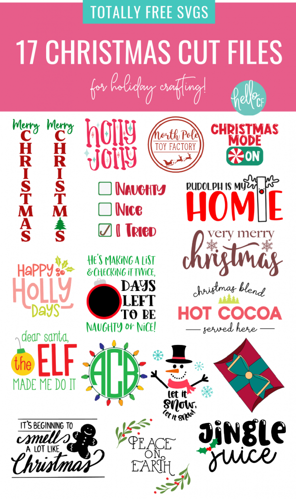 Want to make handmade gifts using your Cricut or Silhouette? We've got you covered! Download 17 free Christmas cut files from your favorite craft bloggers including "Naughty, Nice, I Tried" and an adorable " Let It Snow" Snowman! We're making handmade gift giving easy! #ChristmasCrafting #Handmadegifts #CricutCrafts #CricutCreated CricutMade #CricutChristmas #ChristmasCutFiles #ChristmasSVG #NaughtyorNice #DIY #Craft 