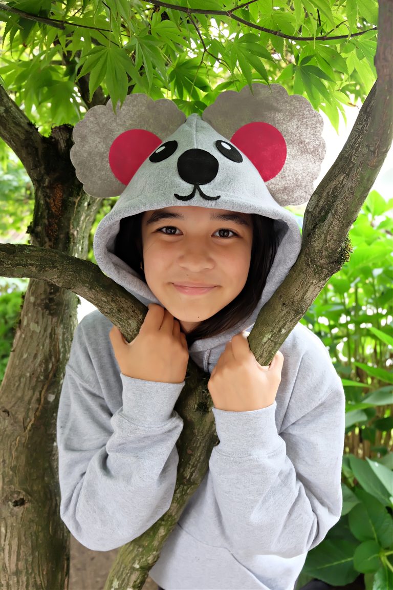 Easy No Sew Koala Halloween Costume From A Hooded Sweatshirt