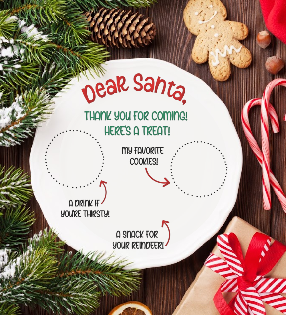 Tiny Ideas Santa's Christmas Cookie Set Chalkboard Message to Santa Plate and for sale online 