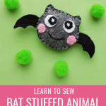 Learn to sew a bat stuffed animal with this simple sewing project! The perfect project for beginner sewers! Includes step by step photos and a free pattern. A fun little Halloween project! #sewing #Bat #StuffedAnimal #BeginnerSewing #SewingProject #TeensSewing #Felt