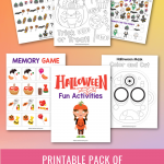 Enjoy hours of Halloween fun with our 8 page Halloween Printables Activity Pack For Kids! Contains Halloween Coloring Sheets, Match Game, I-Spy, Complete the Pattern and even a mask that you can color in and cut out! Perfect for a Halloween Classroom Activity or a Halloween Party! #Halloween #HalloweenPrintables #HalloweenColoringSheet #HalloweenGames #Printables #FreePrintables #KidsActivities #homeschoolworksheets