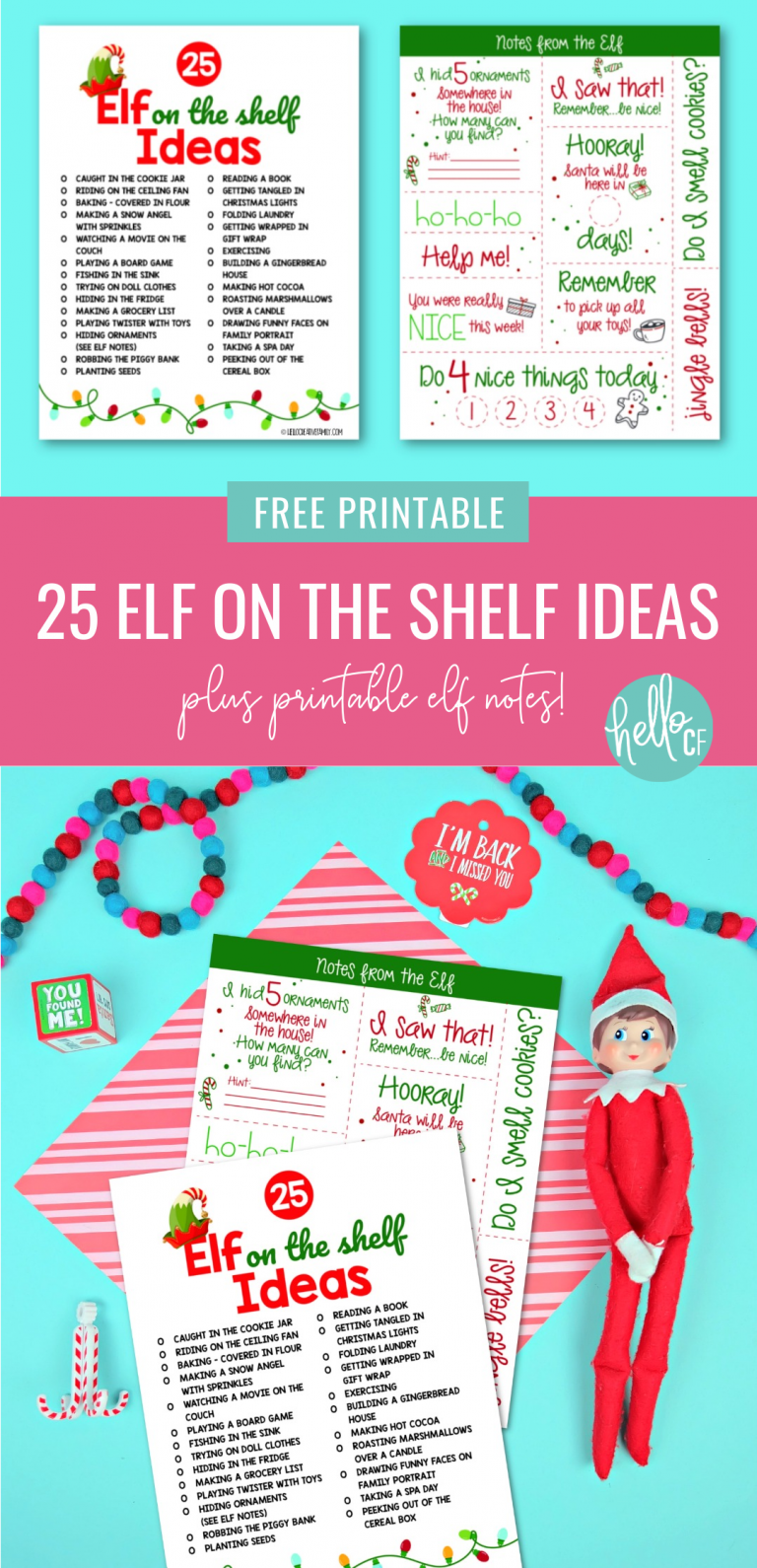 25 Elf On The Shelf Ideas With Free Printable Elf Notes
