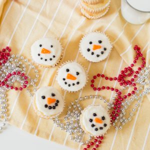 Finished Sparkly Snowman Cupcakes