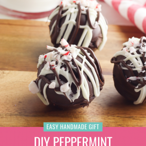 Learn how to make the best DIY Peppermint Hot Chocolate Bombs with this easy tutorial! This recipe is easy to make, fun to drink and makes a great handmade stocking stuffer or Christmas gift that everyone will love! Stuffed full of marshmallows, peppermint candy and hot chocolate goodness! #Peppermint #HotChocolate #Recipe #ChristmasRecipe #FoodGift #Handmade #handmadegiftidea