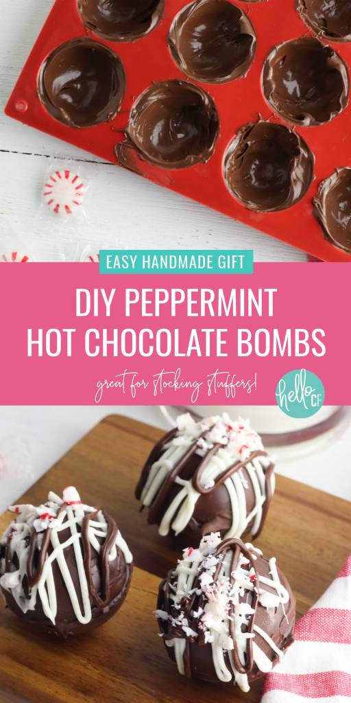 Learn how to make the best DIY Peppermint Hot Chocolate Bombs with this easy tutorial! This recipe is easy to make, fun to drink and makes a great handmade stocking stuffer or Christmas gift that everyone will love! #Peppermint #HotChocolate #Recipe #ChristmasRecipe #FoodGift #Handmade #handmadegiftidea 