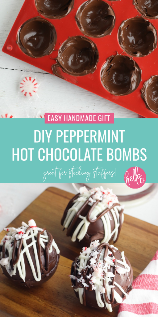 Learn how to make the best DIY Peppermint Hot Chocolate Bombs with this easy tutorial! This recipe is easy to make, fun to drink and makes a great handmade stocking stuffer or Christmas gift that everyone will love! #Peppermint #HotChocolate #Recipe #ChristmasRecipe #FoodGift #Handmade #handmadegiftidea 