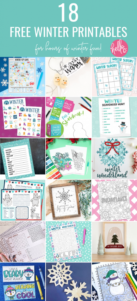 Download 18 Free Winter Printables including a Winter Activity Placemat! Loaded with fun activities to keep kids occupied during the winter months from some of your favorite craft bloggers! #Winter #Printables #FreePrintable #ActivityPlacemat #activitysheet #snowman #homeschoolactivities #homeschoolkids #homeschoolmom #printingpractice #connectthedots